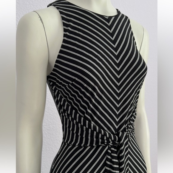 White House Black Market Black Stripe Maxi Dress Sz L - Picture 2 of 12
